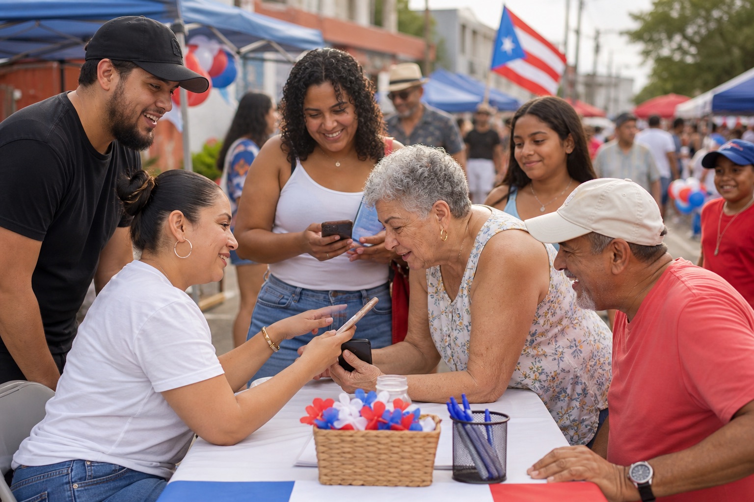 Community members registering for Boricua Block Party in Cleveland